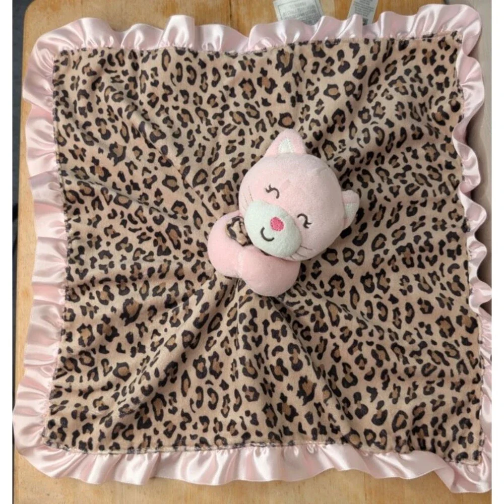 Carters Pink Brown Cheetah Satin Trim Ruffles Plush Cat Security Lovey 2012
